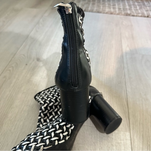 Zara Black and White Patterned Heeled Boots - Picture 5 of 6